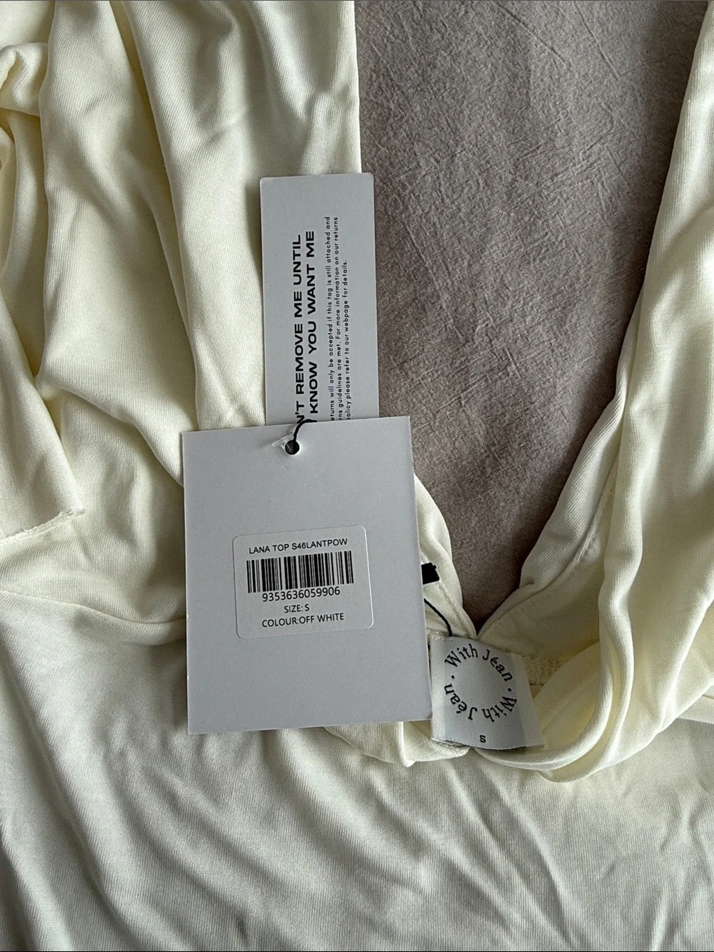 With Jean Cream Draped V-Neck Top - Picture 2 of 3